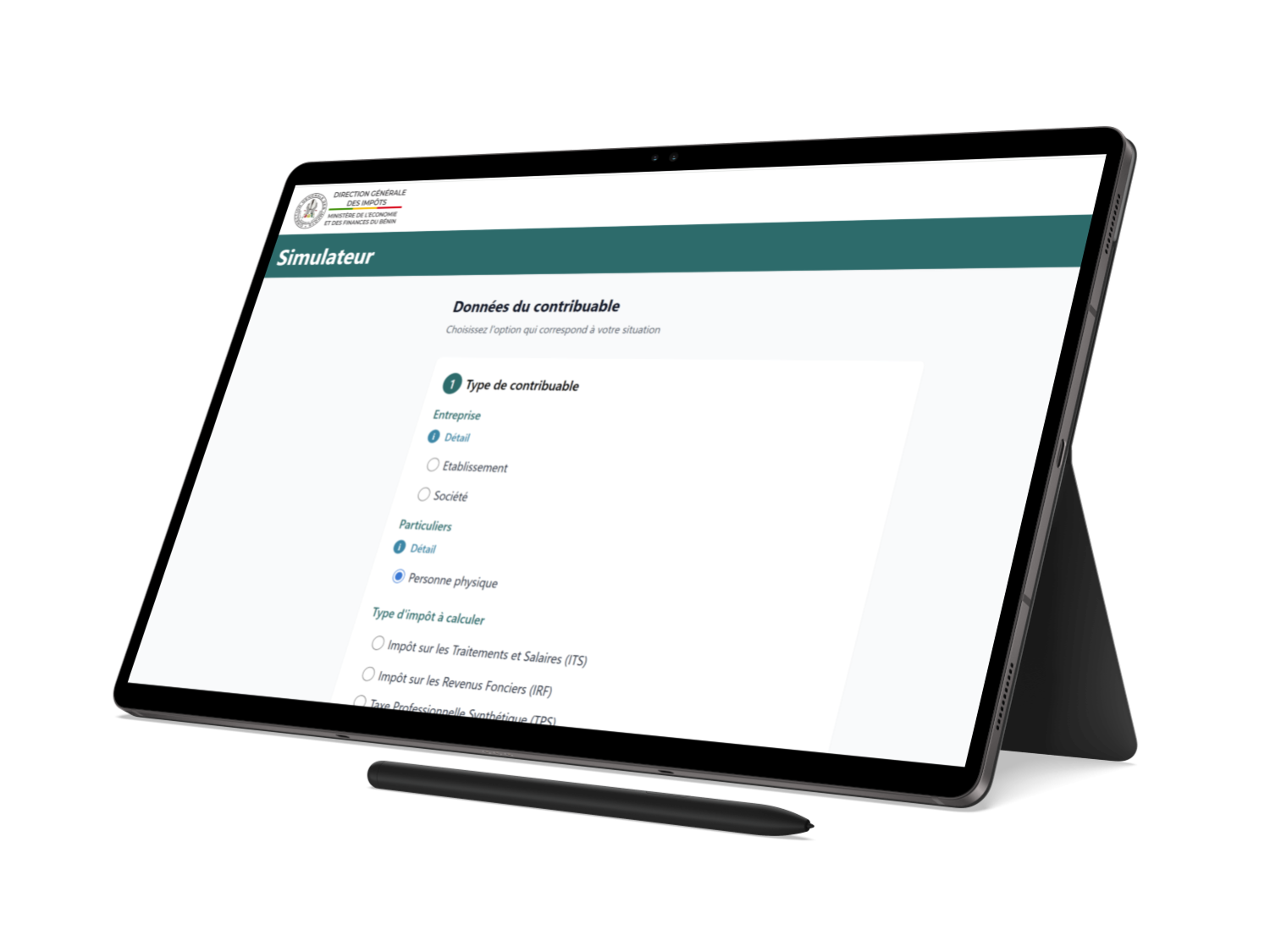 Interface du simulateur